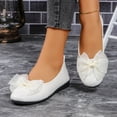 thumbnail image 5 of White Bow Detail Slip-On Flats For Women Round Toe Closed Toe Breathable Shallow Mouth Comfortable Casual Wear Pu Upper, 5 of 9