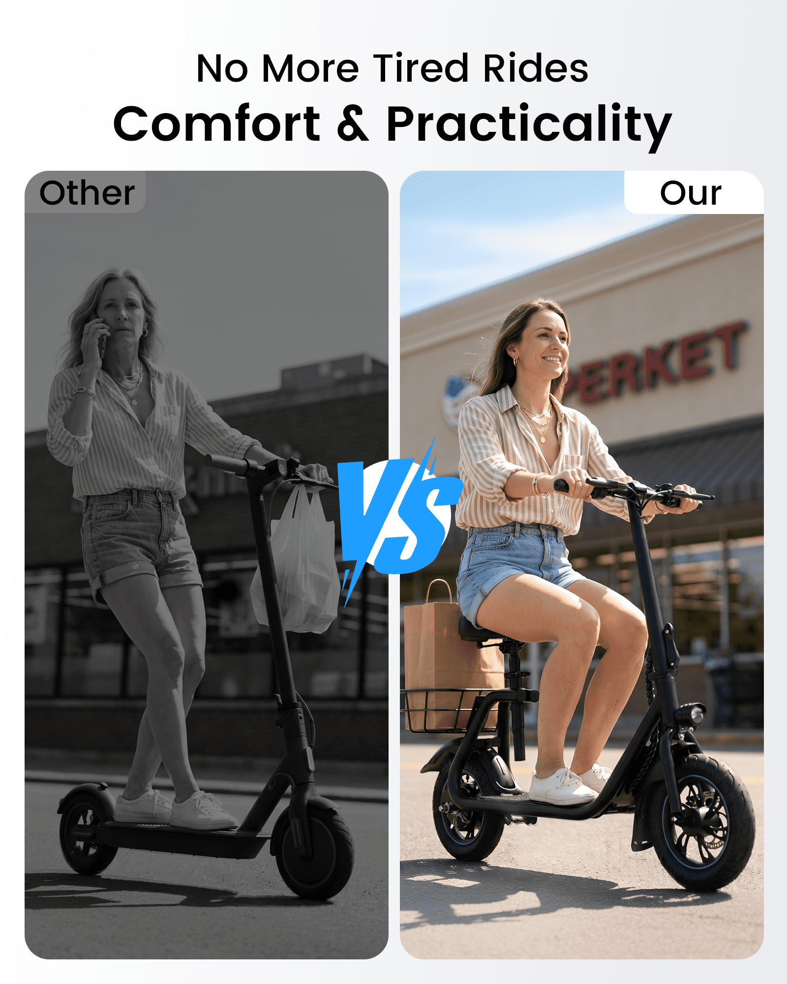 MIHOVER Electric Scooter with Seat for Adults & Seniors, 450W Comfortable Commuter Scooter with Basket, 12" Tires, 15 Mile Range, UL2272 Certified - Black