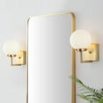 thumbnail image 2 of SAFAVIEH Ganon Incandescent Satin Brass Metal Wall Sconce with White Glass Shade, Set of 2, 2 of 15