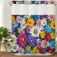 thumbnail image 3 of Colorful Spring Floral No Hook Shower Curtain Waterproof, Bathroom Curtains with Snap in Liners and See Through Top Window, Modern Oil Painting Flowers Hotel Style Bathtub Curtains Shower 72"Wx72"L, 3 of 8