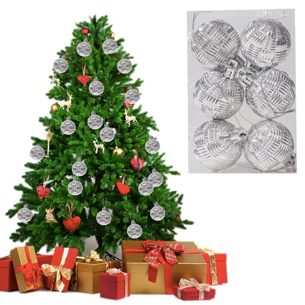 Fiudx Bolas Navideñas Tejidas, Juego de 6 Adornos de Plástico de Colores Brillantes, Diseño Único E Intrincado, Perfectas para Árboles de Navidad, Guirnaldas, Coronas y Fiestas Navideñas, Tamaño de 4