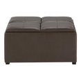 thumbnail image 1 of SIMPLIHOME Avalon Ottomane de Rangement Carrée de 35 Pouces de Large avec Dessus Relevable pour Table Basse, Tabouret Repose-Pieds de Cocktail en Similicuir Brun Chocolat Rembourré pour le Salon, Contemporain, 1 of 8