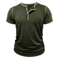 thumbnail image 3 of Shirts for Men Short Sleeve,Mens Casual Short Sleeve Henley Shirts Comfortable Cotton Vintage Raglan Sleeve T-Shirts with Soft Button Placket, 3 of 6