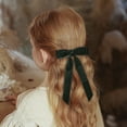 thumbnail image 5 of Green Velvet Hair Bows 2 Sizes Long and Basic Hair Bow Set for Toddler Girls Long Ponytail Knot Bows Alligator Clip Hair Accessories for Little Girls,3PCS, 5 of 6