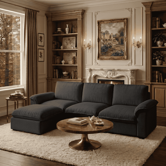Eyisean 102" Chenille Oversized Modular Sectional Sofa, Comfy L Shaped Cloud Couch with Ottoman, 3-Seater Double Layer Sofa with Thick Armrest, Deep Seat Couches for Living Room, Easy Assembly