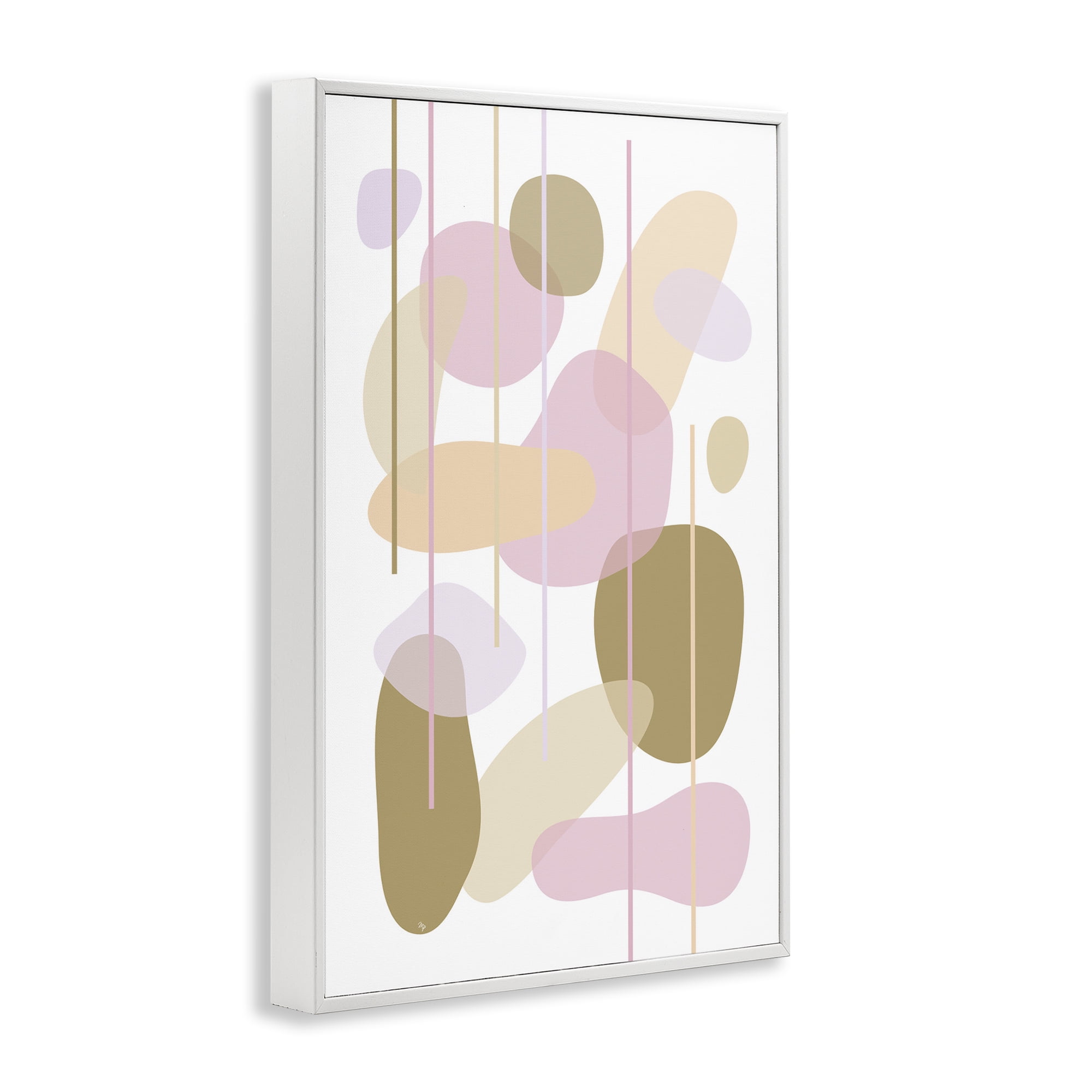 Stupell Industries Oblong Opaque Shapes Abstract Painting White Framed Art Print Wall Art, 20 x 30