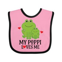 Inktastic My Poppi Loves Me Grandson Frog Boys Baby Bib