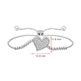 thumbnail image 2 of CARATS FOR YOU 10K White Gold Round Cut Real Natural Diamond Heart Bolo Adjustable 9 inch Chain Bracelet For Women, 2 of 4