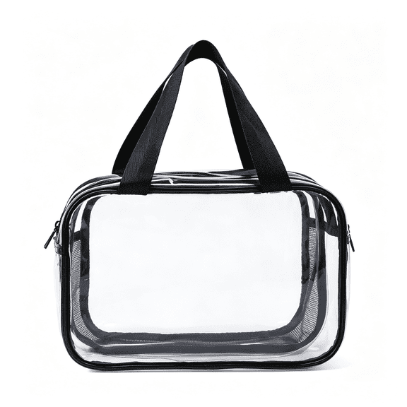 Clear Toiletry Bag for Women Men, Portable Large Travel Makeup Bag, Waterproof & Draining Transparent Cosmetic Bag, Carry On Airport Airline Compliant Bag