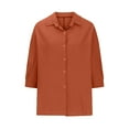 thumbnail image 4 of BVOFAR Cotton Linen Shirts for Women Casual Lapel Collar Button Down Shirts Summer 3/4 Length Sleeve Curved Hem T-Shirts Loose Solid Color Daily Blouses, 4 of 9