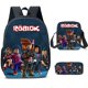 thumbnail image 1 of Conjunto de tres piezas alrededor de ROBLOX para estudiantes de escuela primaria y secundaria, mochila escolar, bolsa de mensajero, bolsa de lápices, mochila para niños, 1 of 4