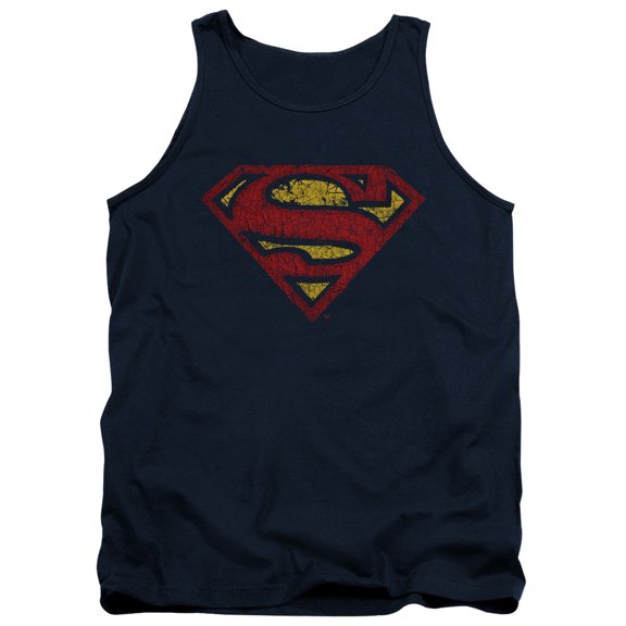 Superman Crackle S Adult Tank Top Navy