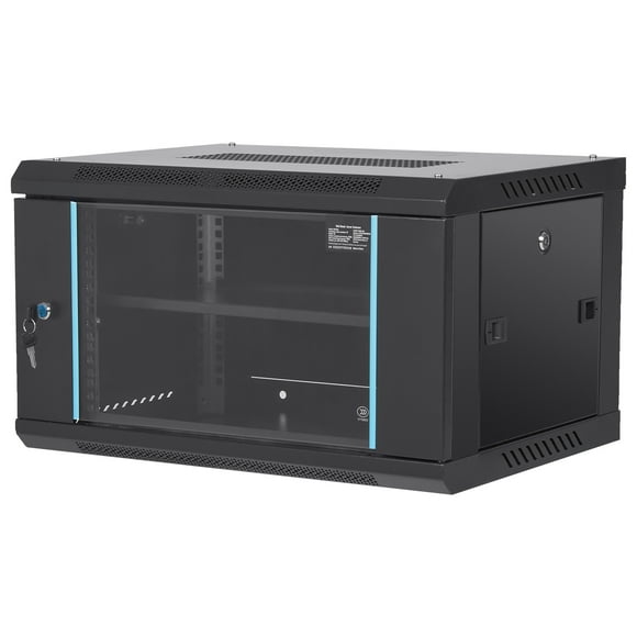KFFKFF 6U Wall-Mounted Network Server Cabinet, 15.5'' in Depth, Enclosure for Server Rack, Ground-Supported Load Capacity of 200 lbs, Comes with Lockable Glass Door Side Panels, Suitable for IT Gear