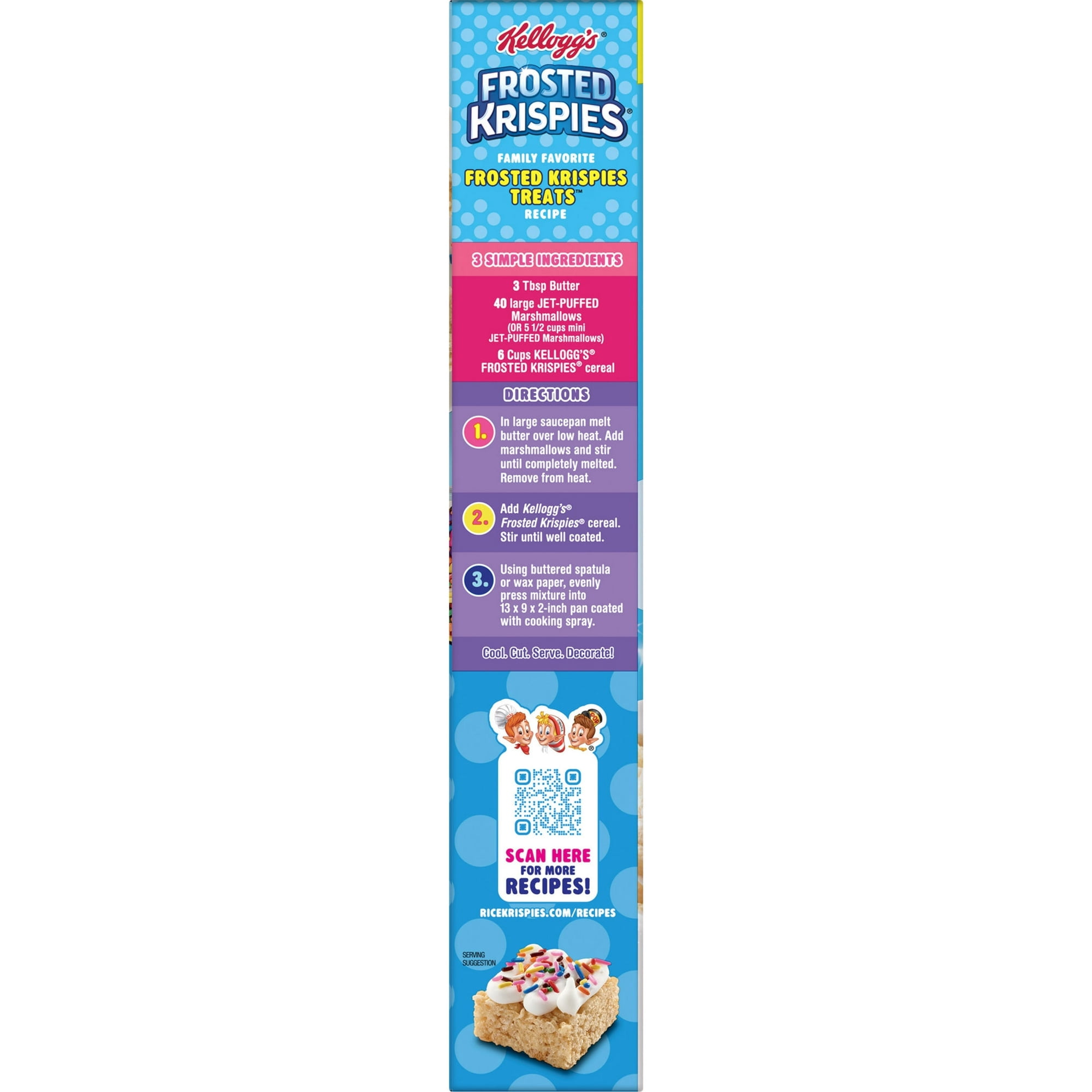 Kellogg's Frosted Krispies Breakfast Cereal, Kids Snacks, Family Breakfast, Family Size, Frosted Flavor, 17.1oz Box (1 Box)