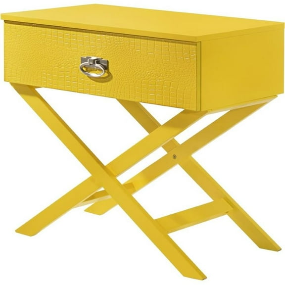 Maklaine Contemporary Engineered Wood 1-Drawer Bedroom Nightstand in Yellow