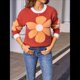 thumbnail image 4 of Suéter de Punto de Halloween para Mujer, Cuello Redondo, Estampado de Calabaza, Larga, Informal, Holgado, Top Corto Naranja M, 4 of 10