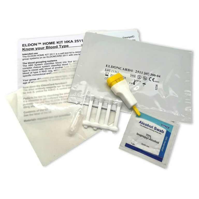 2 Pack) HetayC Blood Type Test - air sealed envelope, safety lancet,  micropipette, cleansing swab 