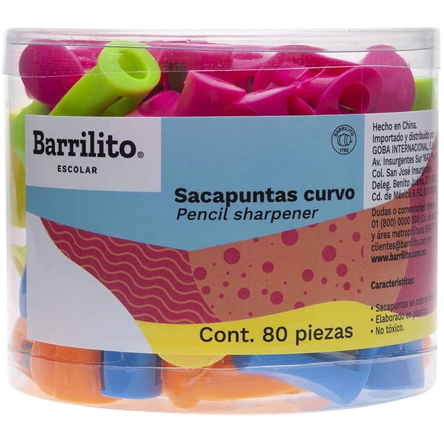 Sacapuntas Curvo Bote c/ 80 Piezas Marca Barrilito Barrilito SK8194