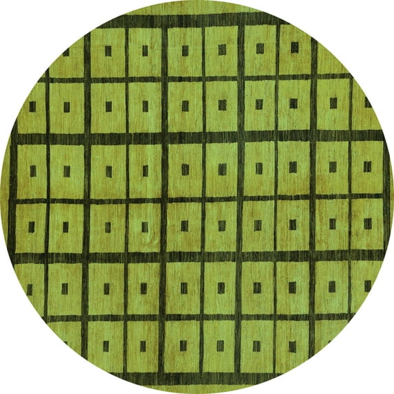 Ahgly Company Machine Washable Indoor Round Abstract Turquoise Blue Modern Area Rugs, 7' Round