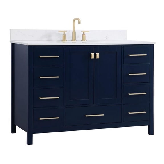 48 inch Single Bathroom Vanity in Blue with Backsplash