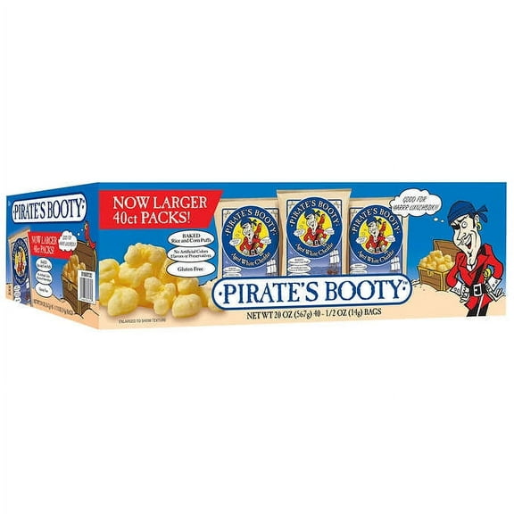 Pirate's Booty Aged White Cheddar Snack, 0.5 oz, 40-count