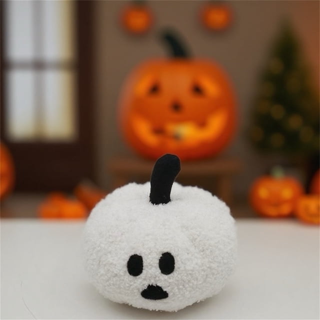 Decoración de Halloween con Calabazas: Calabaza Suave con Cara de Fantasma para Interiores y Exteriores | Caritas Sonrientes | Textura Suave | Ideal para Sofá, Cama o Suelo | Ligera | Fácil de Limpia