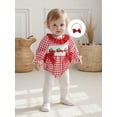 thumbnail image 3 of Miaouyo Infant Baby Girl Christmas Plaid Bubble Romper 0 3 6 12 18 Months Tree Embroidery Smocked Long Sleeve Jumpsuit with Headband, 3 of 9
