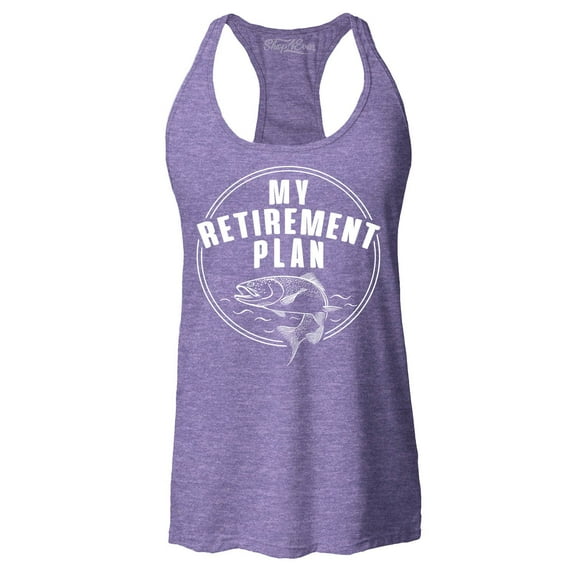 Shop4Ever Women's My Retirement Plan Fishing Racerback Tank Top X-Small Purple