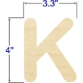 thumbnail image 2 of Pack of 1, 4 Inch x 1/4 Inch K Round Font Wood Letters for Wood Craft Project, Children or Adult Art Work, Home and Holiday Décor and DIY Fun, Made in USA, 2 of 2