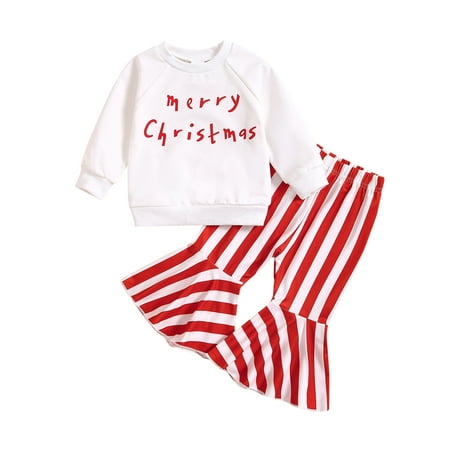 

Girl s 2 Piece Outfits Floral White Toddler Girls Long Sleeve Christmas Letter Print Tops And Pants 2Pcs Outfits Clothes Set For Children Kids Clothes 18-24 Months