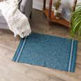 thumbnail image 3 of Teal Blue Variegated Handwoven Fabric Recycled Yarn Rug 2x3 Ft, 3 of 3