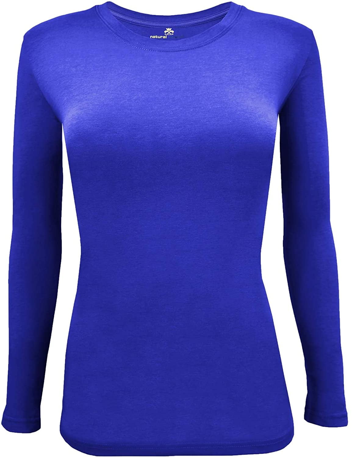 Natural Uniforms Women's Under Scrub Tee Crew Neck Long Sleeve TShirt (True Royal Blue, XSmall
