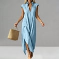 thumbnail image 4 of SAWOBUUN Womens Cotton Maxi Dress Sleeveless Deep V Neck Side Split Casual Summer Long Dress with Pockets, 4 of 8