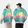 thumbnail image 4 of Vsdgher Rétro Palm Beach Imprimé Coucher de Soleil Sweat à Capuche Adulte pour Hommes Femmes, Manches Longues Protection Solaire Pêche pour Course Natation-Petit, 4 of 7