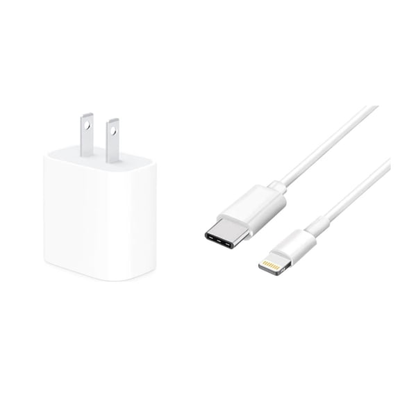 4XEM 20W iPhone12 USB-C Power Adapter and 3FT USB-C 8-Pin Lightning Cable, White