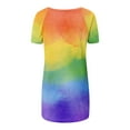thumbnail image 4 of Womens Summer Tops Sevevn Women's Fashion Gradient Printed Blouse V-Neck Short Sleeve Loose T-Shirt Tops, 4 of 5