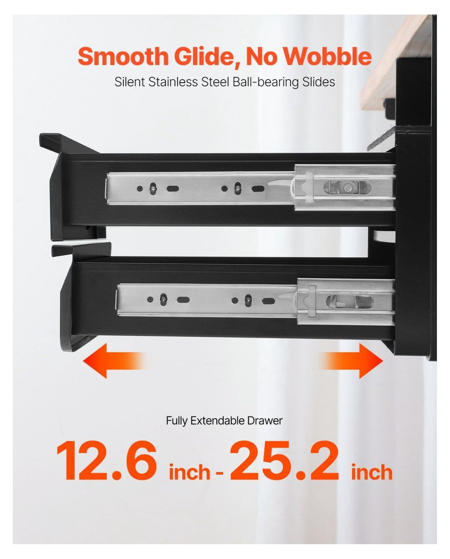 Under Desk Drawer, 13" Wide Slide Out Organizer, Lockable Hidden Storage, Undermount Pencil Drawer for Desk, 2 Layer Desk Organizer for Sit Stand Workstation, 14x13x10in