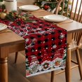 thumbnail image 5 of Black Red Plaid Christmas Cotton Linen Table Runner for Dining Kitchen, Gnomes Xmas Tree Snowflake Gifts Birds Wedding Outdoor Party Tablerunners Decoration, Dresser Scarf Tablecloth Runners 13"x60", 5 of 9
