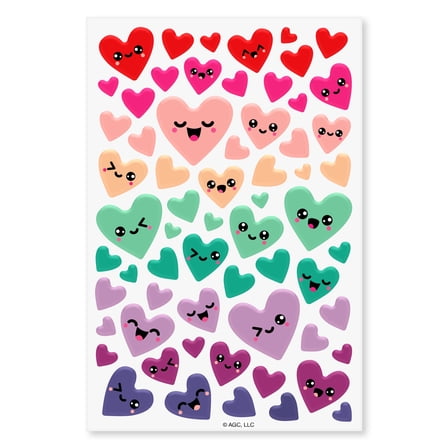American Greetings Valentine's Day Stickers for Kids, Smiling Hearts (1 Sheet, 36 Stickers)