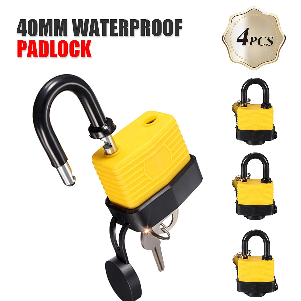 4Pcs 40mm Keyed Alike Waterproof Laminated Padlock Pad Lock Same Key