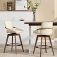 thumbnail image 3 of Dayalane Modern Swivel Counter Stools Set of 4, 26" Upholstered Bar Stools with Backrest for Kitchen Island, Mid Century Counter Height Barstools with Wood Legs for Home Bar Dining Room Bistro, Beige, 3 of 9