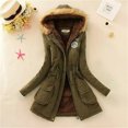 thumbnail image 1 of Chaqueta de plumón con capucha forrada de lana para mujer, Parkas acolchadas con cordón cálido, ropa de calle informal coreana, prendas de vestir acolchadas para mujer, 1 of 2