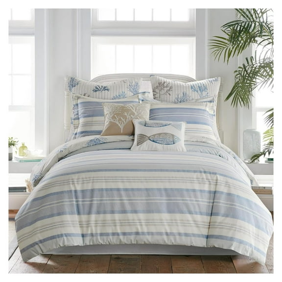 - Ipanema Comforter Set - Twin Comforter One Standard Pillow Case - Coastal - Blue, Taupe and Cream - Comforter (68 x 88in.) and Pillow Case (26 x 20in.) - Cotton