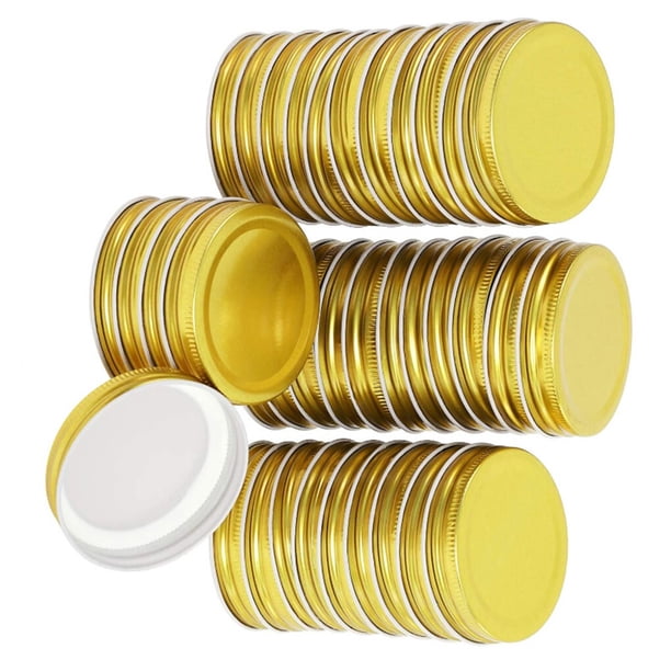Wosthever KOGOTA 12 piezas 70 mm de boca ancha tapas de tarros de conservas sellado tapas de almacenamiento de repuesto Cocina y Comedor Dorado