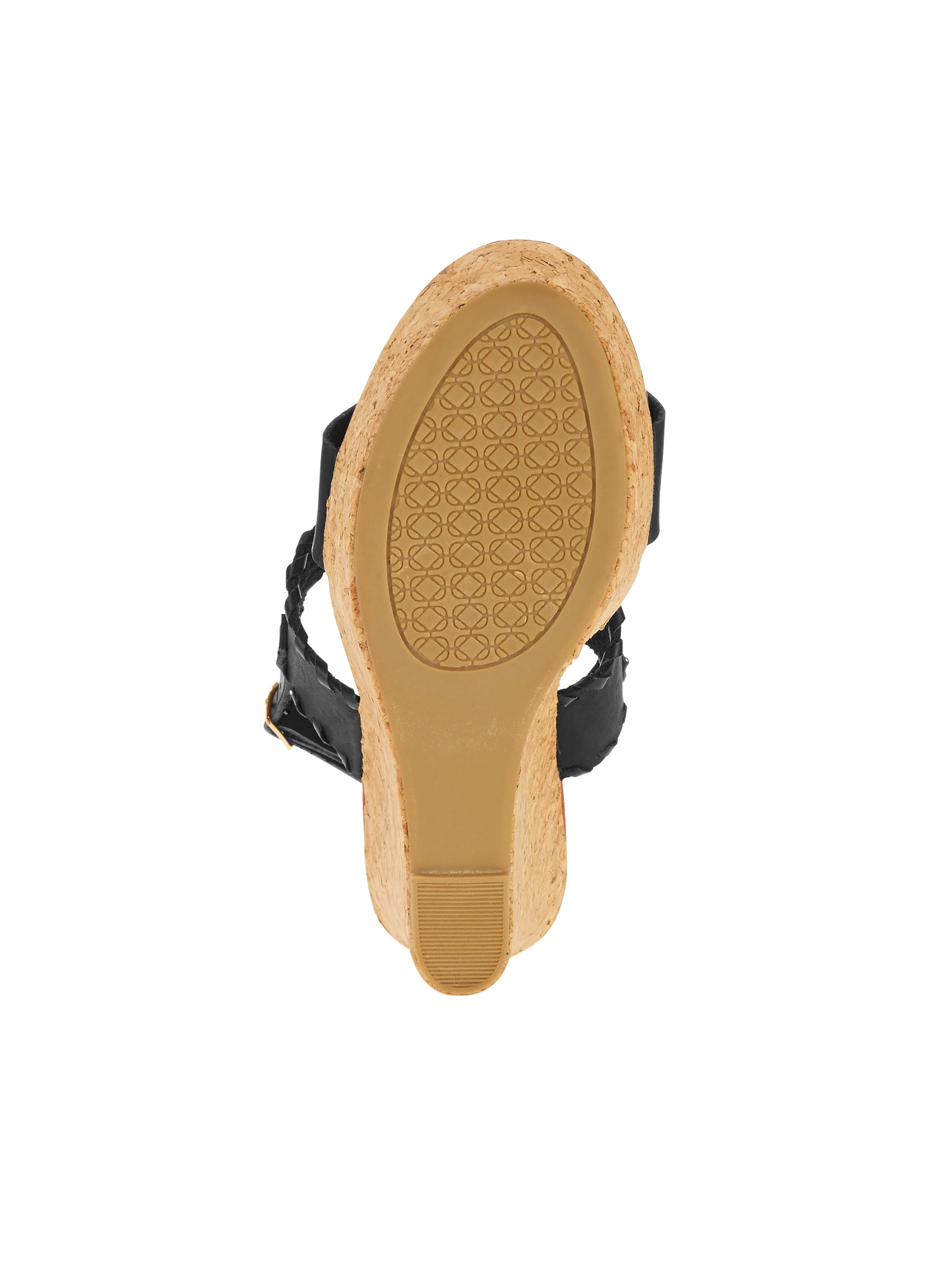 Forever Young Women's Faux Leather Wedges With Pearls Embellishments and Embossed Strap