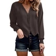 thumbnail image 2 of Yokua Womens Button Up Cardigan Knit Fabric Simple Design Long Sleeve Sweater Jacket, 2 of 7
