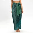 thumbnail image 3 of 1 juego de bañador de una pieza verde ajustado para mujer con estampado vintage y falda cruzada, 3 of 5