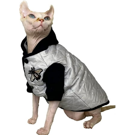 Sphynx Hairless Cat Clothes Winter Warm Fashion On Jacket Hoodies Coat For Cats With Sleeves Pet Black L 6 8 8lbs Canada Sphynx Hairless Cat Clothes Winter Warm, Sphynx Cat Winter Coat