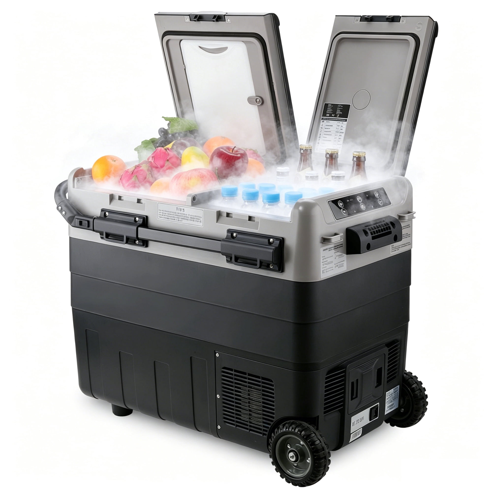 Kohree 53QT (50L) Portable Car Refrigerator Freezer 12V/24V DC Dual Zone Electric Cooler -7°F-50°F with Wheels & Handle for RV, Truck, Boat, Camping, Outdoor