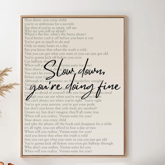 Vienna Lyrics Poster: Billy Joel Wall Art UNFRAMED PAPER POSTER, Home Decor, Vintage Gift, Living Room Dercor